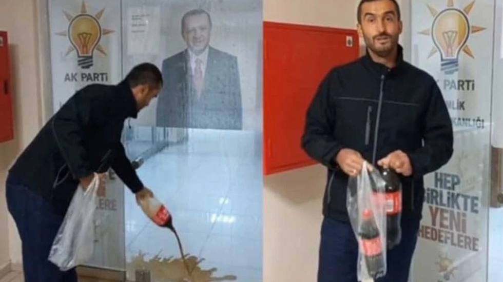 Erdoğan&rsquo;ın fotoğrafına &lsquo;kola&rsquo; sı&ccedil;ratdığı i&ccedil;in yargılanıyor