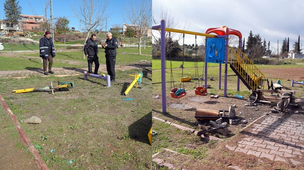Saldırganlar &ccedil;ocuk Parkını kullanılamaz hale getirdi...
